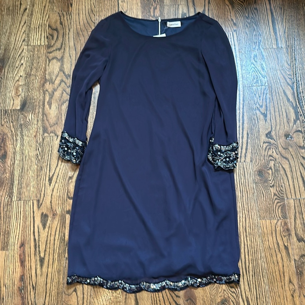 Calvin Klein Navy Dress with Sequin Detail Size 4